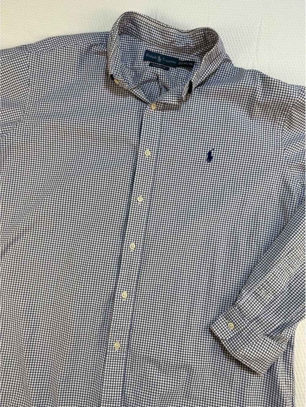 Polo Ralph Lauren Mens XL Classic Fit Blue Gingham Button Down Shirt Preppy